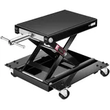 VIVOHOME 500kg Motorrad Hebebühne Stahl Breites Deck ATV Scherenhebebühne Wagenheber mit Dolly und Handkurbel Fahrräder Garage Reparatur Hebeständer