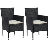 vidaXL Garten-Essstühle 2 Stk. Poly Rattan Schwarz