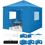 TOOLUCK Faltpavillon 3X6, Pavillon 3x6m Wasserdicht Stabil Winterfest, Faltbar Partyzelt mit 6 Seitenwänden & 4 Sandsack Pop up Gartenpavillon Anti-UV für Hochzeiten, Freien, Lichtblau