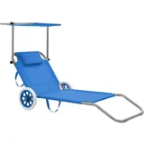 vidaXL Klappliege mit Sonnenschutz und Rädern Stahl Blau