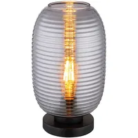 GLOBO Tischleuchte Beistelllampe Nachttischlampe Schlafzimmerlampe Metall Schwarz Glas