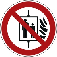 NEUTRALWARE Hinweisschild Aufzug im Brandfall nicht benutzen ISO 7010 rund 200mm