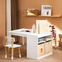 SoBuy Kindersitzgruppe KMB113 2 Stühle 2 Aufbewahrungskörbe Kiefer weiß