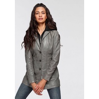 Gipsy Lederjacke GIPSY "CLEEO" Gr. 38/M, grau (light grey) Damen Jacken Lederjacken stylischer hochwertiger Longblazer im Two-in-One-Look