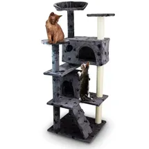 BITUXX Katzenbaumhöhle Dunkelgrau / Pfote MS-17056