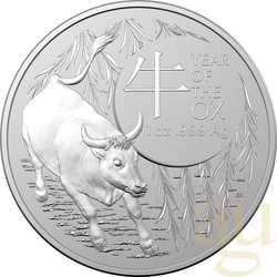 1 Unze Silbermünze Australien RAM Lunar Ochse 2021