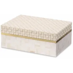 Casa Padrino Luxus Aufbewahrungsbox Creme / Vintage Messing 28,5 cm - Luxus Accessoires