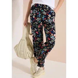 Cecil Florale Loose Fit Hose Blau 52