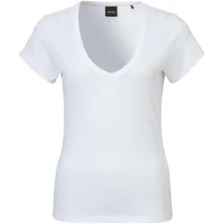 V-Shirt »Eslane Premium Damenmode«, mit Logoschriftzug, Gr. M (38), White 100, , 81234860-M