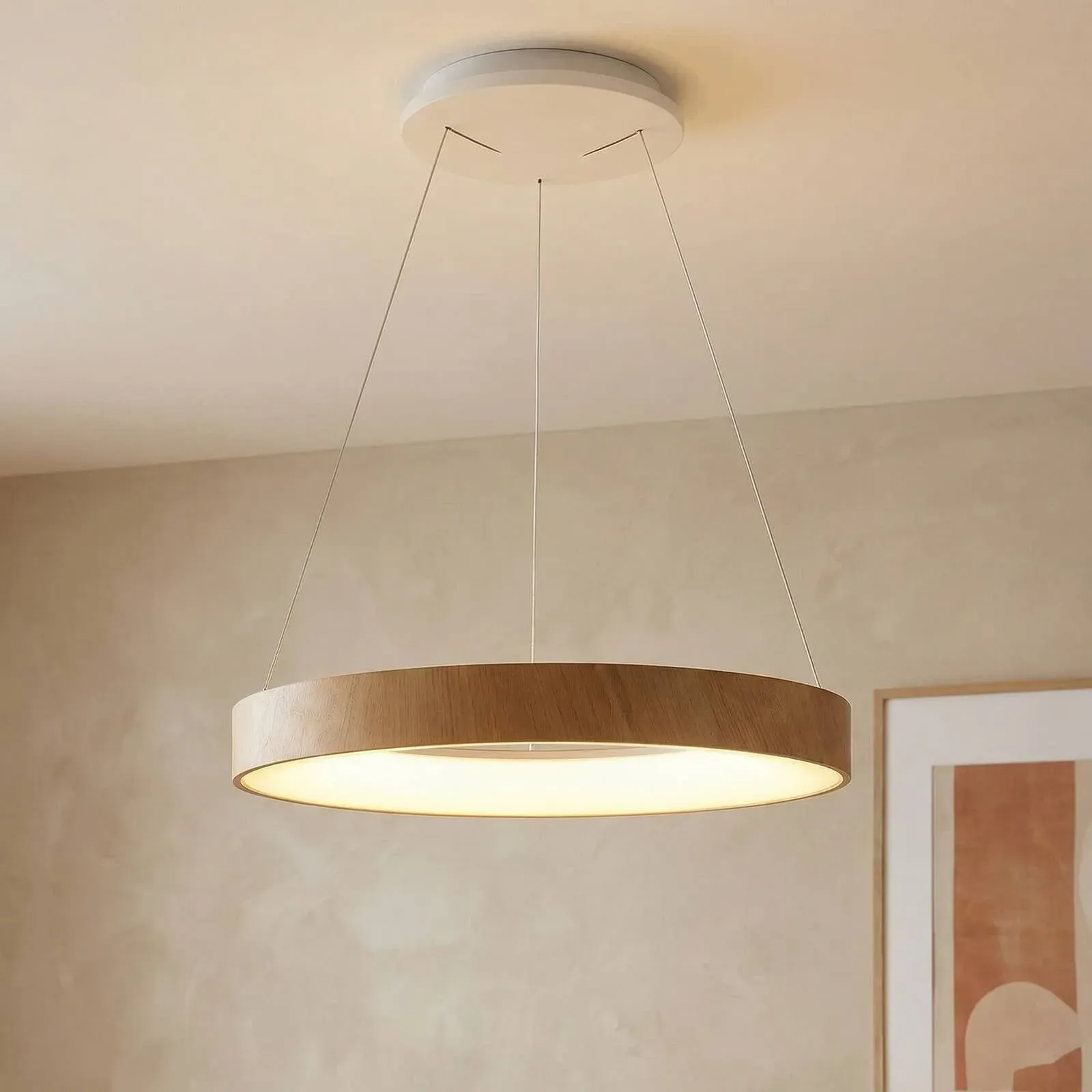 Mantra Iluminación Hängelampe Niseko II, dimmbar, Holz hell, für Wohn- / Esszimmer, Metall, Modern - 38 cm - 38 cm - 6 cm