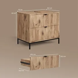 livinity® Waschbeckenunterschrank 2 Auszüge 70 x 63 x 45,1 cm Braun