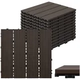 Clanmacy Terrassendielen WPC Terrassenfliesen in Holzoptik Garten Balkon mit Drainagensystem, (11-St) braun