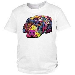 Tini - Shirts Print-Shirt Labrador Motiv Kinder Tshirt buntes Hundemotiv Kindershirt : Savvy Labrador weiß XL= 158-164