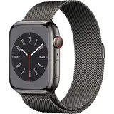 Apple Watch Series 8 GPS + Cellular 45 mm Edelstahlgehäuse graphit, Milanaise Armband graphit