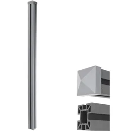 Mendler WPC-Pfosten Sarthe-WPC-Zaun, Pfeiler Pfahl, Stecksystem 1,88m - grau