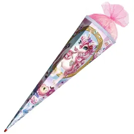 ROTH Schultüte Einhorn Beauty eckig, 850 mm Tüllverschluss, mit Glitzerborte