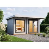 Infraworld Gartensauna Bella 3-Fenster & Türen in exklusiver Ausführung und farbig lackiert