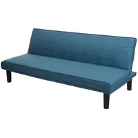 Mendler Schlafsofa HWC-J17, Couch Klappsofa Gästebett Bettsofa, Schlaffunktion Stoff/Textil 165cm ~ türkis-blau
