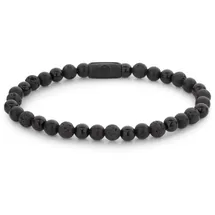 Rebel & Rose Black Rocks Armband aus 6mm schwarzen Naturstein mit schwarzem Edelstahlverschluss RR-60088-B-L Größe L