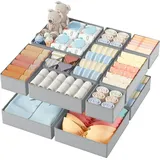 luxuskollektion Schubladen Organizer Aufbewahrungsbox Stoff 12er Set Hellgrau