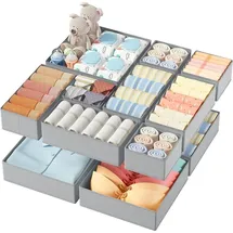 luxuskollektion Schubladen Organizer Aufbewahrungsbox Stoff 12er Set Hellgrau