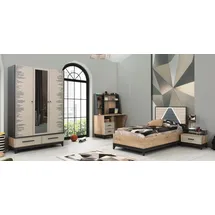 aea Kindermöbel Jugenbett Kinderzimmer Bett Kinderbett Braun Holz Set 4tlg