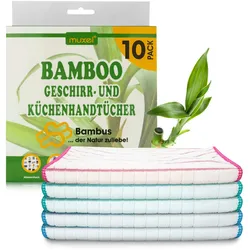 MUXEL Bambus Tücher - 10x Bambus Geschirrtücher - Extra saugfähiges Putztuch - Weiche Bambuslappen zum Polieren, Abtrocknen & Wischen - Nachhaltige