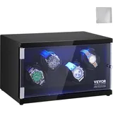 Vevor Uhrenbeweger, Automatik-Uhrenbeweger, Watch Winder, Uhrenbeweger für Automatikuhren, Automatischer Uhrenbeweger mit Platz für 4 Uhren, led