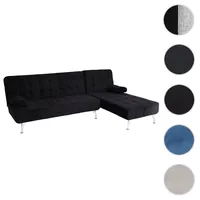 Schlafsofa HWC-K22, Couch Ecksofa Sofa, Liegefl√§che links/rechts Schlaffunktion 236cm ~ Samt schwarz