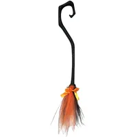 Zasdvn Halloween-Hexenbesen, 88 cm, Hexenbesen mit Bändern, Halloween-Besen, Spielzeug für Wand, Außenbereich, Hof, Zuhause, vorne, drinnen und draußen