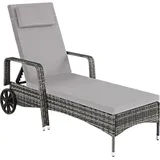Tectake Rattan Sonnenliege 200 x 70 x 33 cm Grau