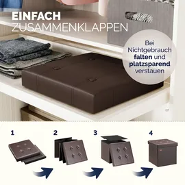 CASARIA Faltbarer Sitzhocker mit Stauraum 2er Set Braun