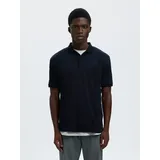 Selected Poloshirt SLHFAVE BUTTON SS POLO NOOS Baumwollmischung, regular fit blau XL