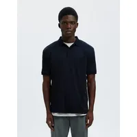 Selected Poloshirt SLHFAVE BUTTON SS POLO NOOS Baumwollmischung, regular fit blau XL