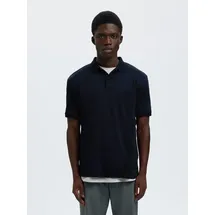 Selected Poloshirt SLHFAVE BUTTON SS POLO NOOS Baumwollmischung, regular fit blau XL