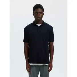Selected Poloshirt SLHFAVE BUTTON SS POLO NOOS Baumwollmischung, regular fit blau XL