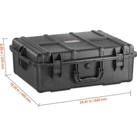 Vevor Hartschalenkoffer Trockenbox mit vorgeschnittenem Schaumstoff 62 x 49 x 22,5 cm Polycarbonat Schwarz