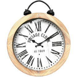 Mucola Wanduhr Wanduhr Hängeuhr Holzuhr Rund 40 cm Ø Analog Vintage Clock Shabby (Zentrale Wandaufhängung) braun