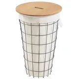 [en.casa] Wäschekorb Skive Wäschesammler 40 L Metall Schwarz