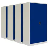 4-Pack LagerZwei Mehrzweckschrank 195x100x50cm I Großer Metallschrank, 4 Fachböden I Aktenschrank, abschließbar I Robuster Allzweckschrank als Werkstattschrank & Büroschrank I Stahlschrank weiß-blau