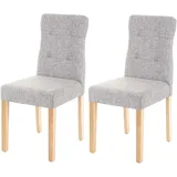 Mendler 2er-Set Esszimmerstuhl HWC-E58, Stuhl Essstühle ~ Stoff/Textil grau, helle Beine