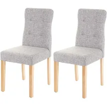 Mendler 2er-Set Esszimmerstuhl HWC-E58, Stuhl Essstühle ~ Stoff/Textil grau, helle Beine