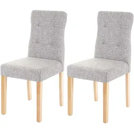 Mendler 2er-Set Esszimmerstuhl HWC-E58, Stuhl Essstühle ~ Stoff/Textil grau, helle Beine