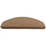oKu-Tex Stufenmatten Sisal Optik, Stufenmattenset 15 teilig Florenz, halbrund, 65 x 24 cm, mit Winkelschiene, selbstklebend, senf, Flachgewebe
