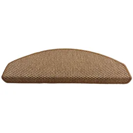 oKu-Tex Stufenmatten Sisal Optik, Stufenmattenset 15 teilig Florenz, halbrund, 65 x 24 cm, mit Winkelschiene, selbstklebend, senf, Flachgewebe