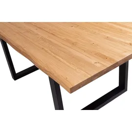 Krok Wood Esstisch Dublin aus Massivholz in Eiche mit Metallbein 180x100x75 cm - Naturbelassen