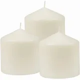 HS Candle Stumpenkerzen Ø8cm 3er Pack Elfenbein Creme