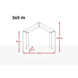 TOOLPORT Partyzelt 3 x 5 m inkl. Seitenteile weiß
