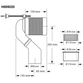 Laufen Spezialablaufbogen 899025000001 Abgang senkrecht Wandabstand 220-350 mm, H8990250000001