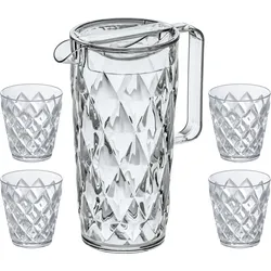 Crystal Krug und 4 Gläser